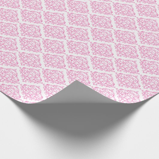Rosa Hintergrund-Farbe des Damast-Muster-| DIY Geschenkpapier (Ecke)