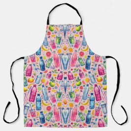 Rosa Hintergrund farbige Wasserflaschen Schürze