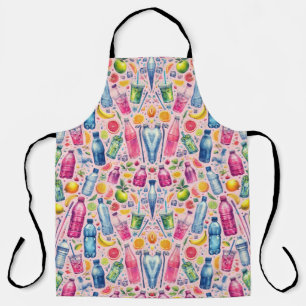 Rosa Hintergrund farbige Wasserflaschen Schürze