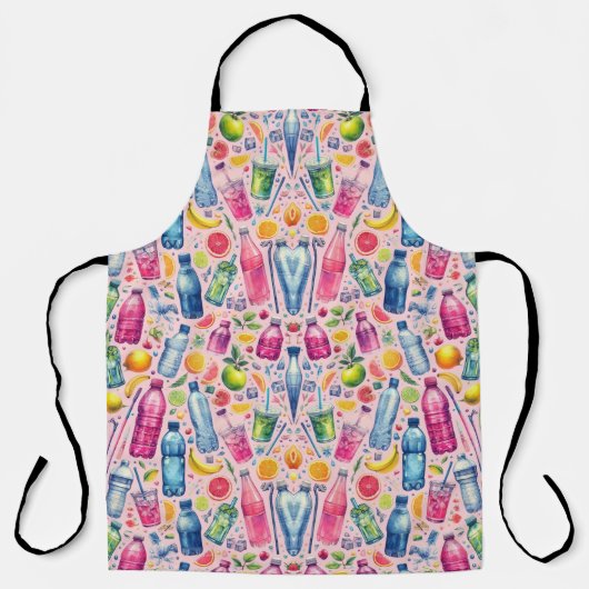 Rosa Hintergrund farbige Wasserflaschen Schürze (Vorderseite)