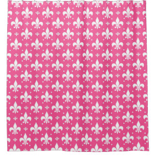 Rosa Hintergrund Fleur-de-lis-Muster Duschvorhang