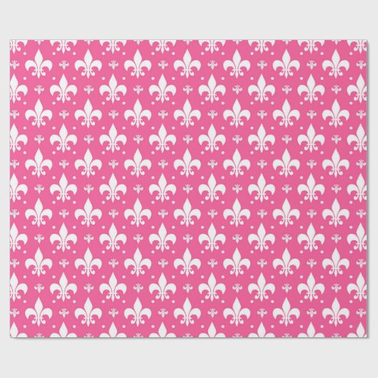Rosa Hintergrund Fleur-de-lis-Muster Geschenkpapier (Flach)