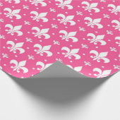 Rosa Hintergrund Fleur-de-lis-Muster Geschenkpapier (Ecke)