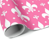 Rosa Hintergrund Fleur-de-lis-Muster Geschenkpapier (Rolleneckpunkt)