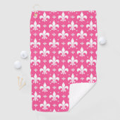 Rosa Hintergrund Fleur-de-lis-Muster Golfhandtuch (Insitu)