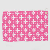 Rosa Hintergrund Fleur-de-lis-Muster Golfhandtuch (Horizontal)