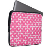 Rosa Hintergrund Fleur-de-lis-Muster Laptopschutzhülle (Vorne Rechts)