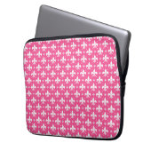 Rosa Hintergrund Fleur-de-lis-Muster Laptopschutzhülle (Vorderseite Links)