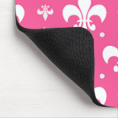 Rosa Hintergrund Fleur-de-lis-Muster Mousepad (Ecke)
