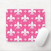 Rosa Hintergrund Fleur-de-lis-Muster Mousepad (Mit Mouse)