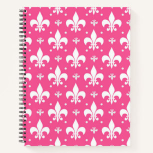 Rosa Hintergrund Fleur-de-lis-Muster Notizblock