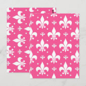 Rosa Hintergrund Fleur-de-lis-Muster Postkarte (Vorne/Hinten)