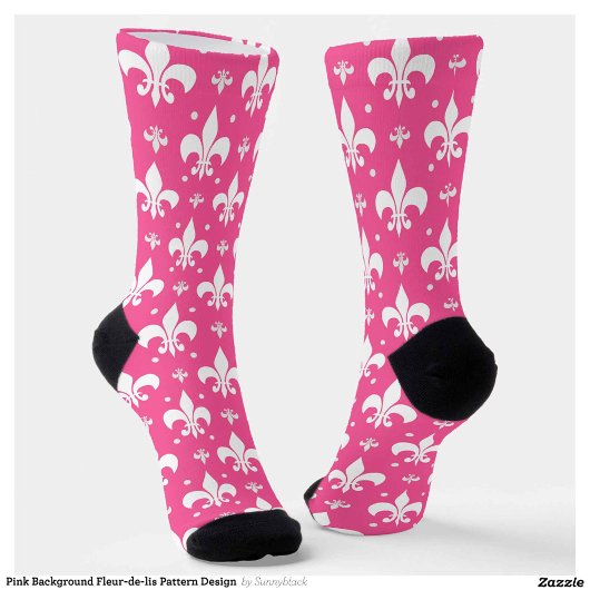Rosa Hintergrund Fleur-de-lis-Muster Socken