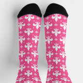 Rosa Hintergrund Fleur-de-lis-Muster Socken (Oben)