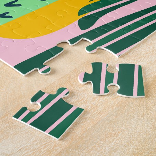 Rosa Hintergrund, handgezeichnet Kaktusmuster. Puzzle (Seite)