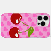 Rosa Hintergrund mit roten Herzen und zwei Kirsche Case-Mate iPhone Hülle (Rückseite (Horizontal))
