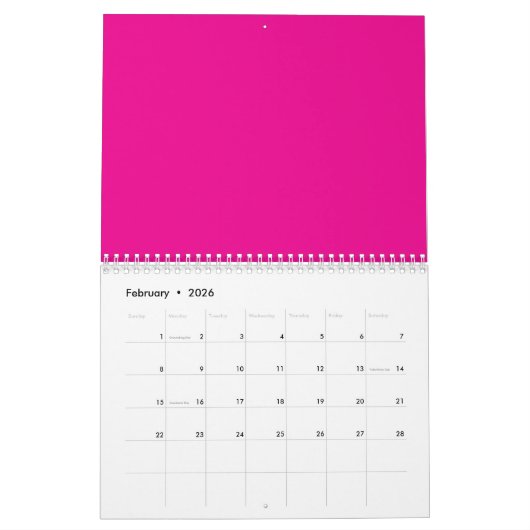 Rosa Hintergrund mit schwarzen Grenz-Design-Ideen Kalender (Feb 2026)