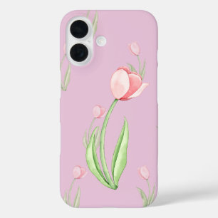 Rosa Hintergrund mit Tulips Phone Case