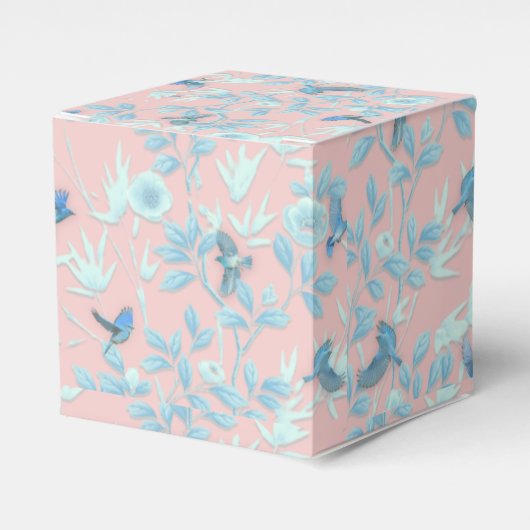 Rosa Hintergrund mit Vögeln und Blume Geschenkschachtel (Vorderseite)