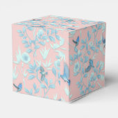 Rosa Hintergrund mit Vögeln und Blume Geschenkschachtel (Rückseite)