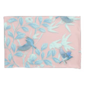 Rosa Hintergrund mit Vögeln und Blume Kissenbezug (Vorderseite)