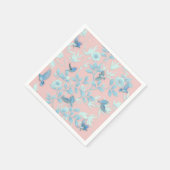 Rosa Hintergrund mit Vögeln und Blume Serviette (Ecke)