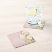 Rosa Hintergrund mit weißen Rosen Rechteckiger Pappuntersetzer (Vor Ort)