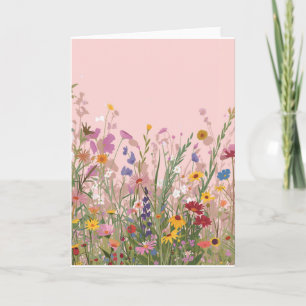 Rosa Hintergrund mit wilden Blumen leere Karte
