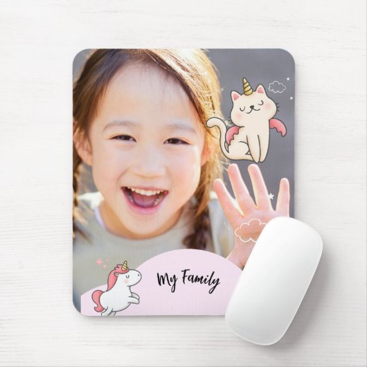 Rosa Hintergrund & süßes Mädchen Mousepad (Mit Mouse)
