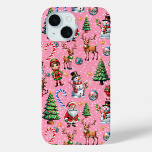 Rosa Hintergrund Weihnachtsdekorationsmuster Case-Mate iPhone Hülle