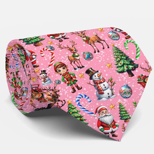 Rosa Hintergrund Weihnachtsdekorationsmuster Krawatte