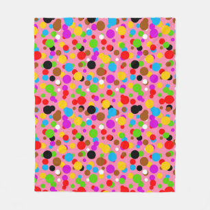 Rosa Hintergrundfarbe farbige Polka Punkte Fleecedecke