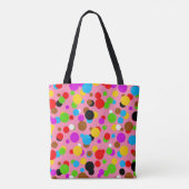 Rosa Hintergrundfarbe farbige Polka Punkte Tasche (Rückseite)