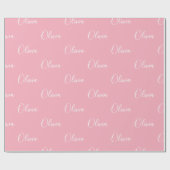 Rosa Hintergrundname Girly Elegante Name Geschenkpapier (Flach)