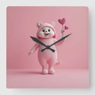 rosa Hintergrunduhr Quadratische Wanduhr