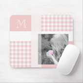 Rosa Hinzufügen Ihres Fotos Gingham Modern Monogra Mousepad (Mit Mouse)