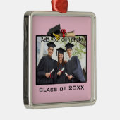 Rosa Hinzufügen Ihres Fotos / Jahres-Abschluss Silbernes Ornament (Rechts)
