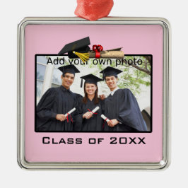 Rosa Hinzufügen Ihres Fotos / Jahres-Abschluss Silbernes Ornament