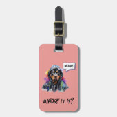 Rosa Hip Hop Rottweiler Gepäckanhänger (Vorderseite vertikal)