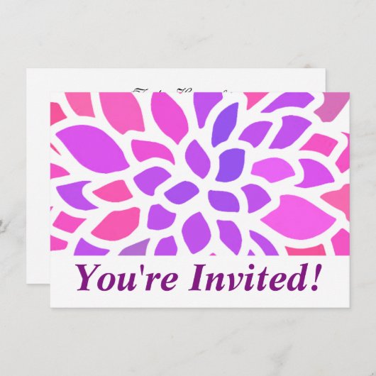 Rosa Hippie Blume Retro Moderne Einladung (Vorne/Hinten)