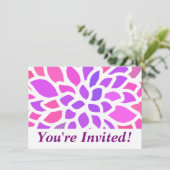 Rosa Hippie Blume Retro Moderne Einladung (Stehend Vorderseite)