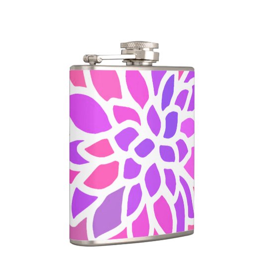 Rosa Hippie Blume Retro Moderne Flachmann (Rechts)