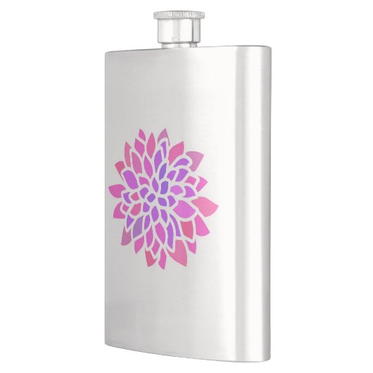 Rosa Hippie Blume Retro Moderne Flachmann (Links)