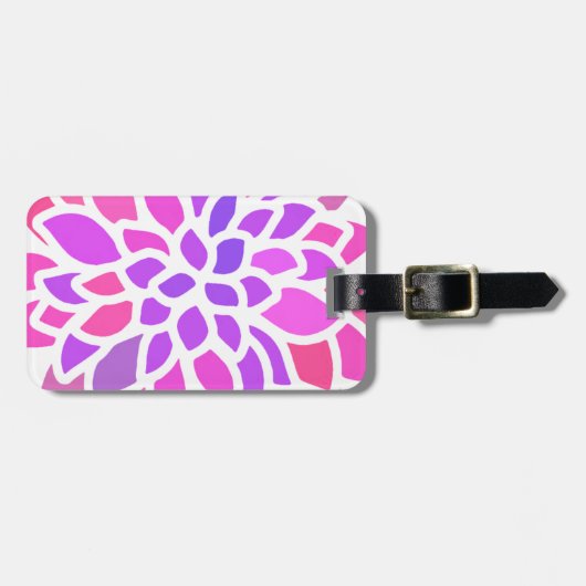 Rosa Hippie Blume Retro Moderne Gepäckanhänger (Vorderseite horizontal)