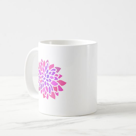 Rosa Hippie Blume Retro Moderne Kaffeetasse (Vorderseite Links)