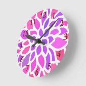 Rosa Hippie Blume Retro Moderne Runde Wanduhr (Winkel)
