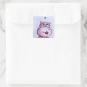 Rosa Hippo-Aufkleber Quadratischer Aufkleber (Tasche)
