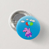 Rosa Hippo mit Balloons Button (Vorne & Hinten)
