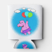Rosa Hippo mit Balloons Dosenkühler (Rückseite)