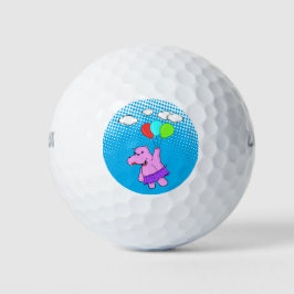 Rosa Hippo mit Balloons Golfball